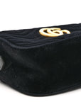 Velvet Matelasse Small GG Marmont Chain Shoulder Bag Black