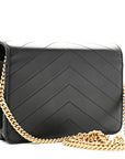 Calfskin Elaphe Double Chevron Mini Wallet On Chain WOC Black