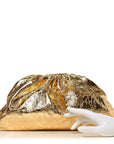 Metallic Crinkled Lambskin The Pouch Oversized Clutch Oro