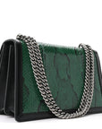 Snakeskin Enamel Small Dionysus Shoulder Bag Green