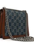 New Denim GG Monogram Dollar Calfskin Enamel Mini Dionysus Shoulder Bag Blue Tea Cuir Epilog Electric Blue