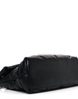 Lambskin Quilted Medium Loulou Puffer Monogram Chain Satchel Black