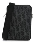 Calfskin Oblique Galaxy Perforated World Tour Messenger Pouch Black