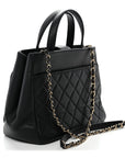 Caviar Quilted Small Business Affinity Shopping Bag Black