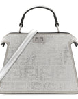 Crystal Vitello Laminato FF Petite Peekaboo I SEE U Satchel Crystal Argento