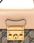GG Supreme Monogram Calfskin Horsebit Print Mini Padlock Top Handle Shoulder Bag Beige Ebony Light Pink