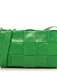 Paper Calfskin Maxi Intreccio Cassette Crossbody Bag Parakeet