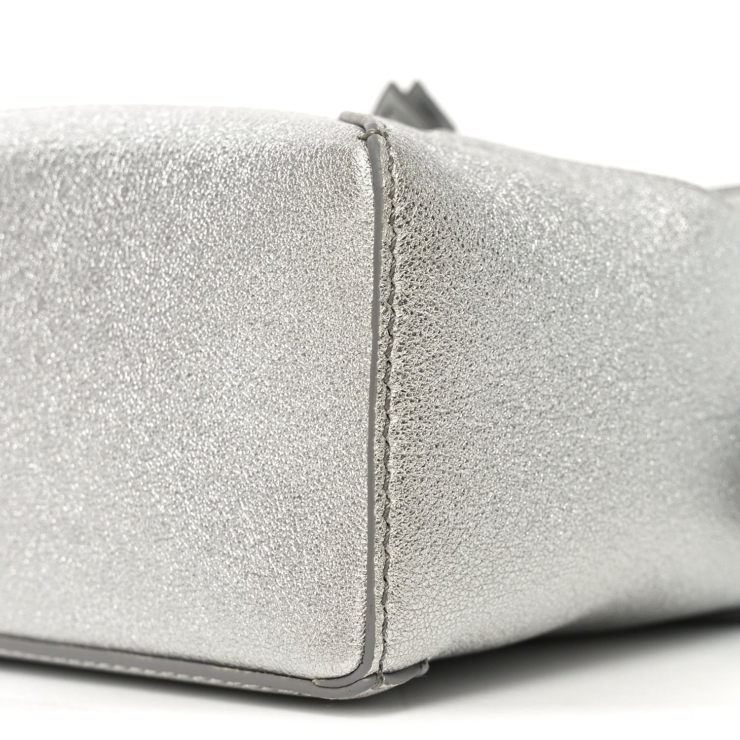 Laminated Lambskin Mini Puzzle Edge Bag Silver