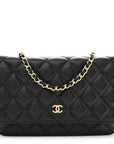 Caviar Quilted Wallet on Chain WOC Black