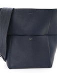 Soft Grained Calfskin Sangle Bucket Bag Navy Blue