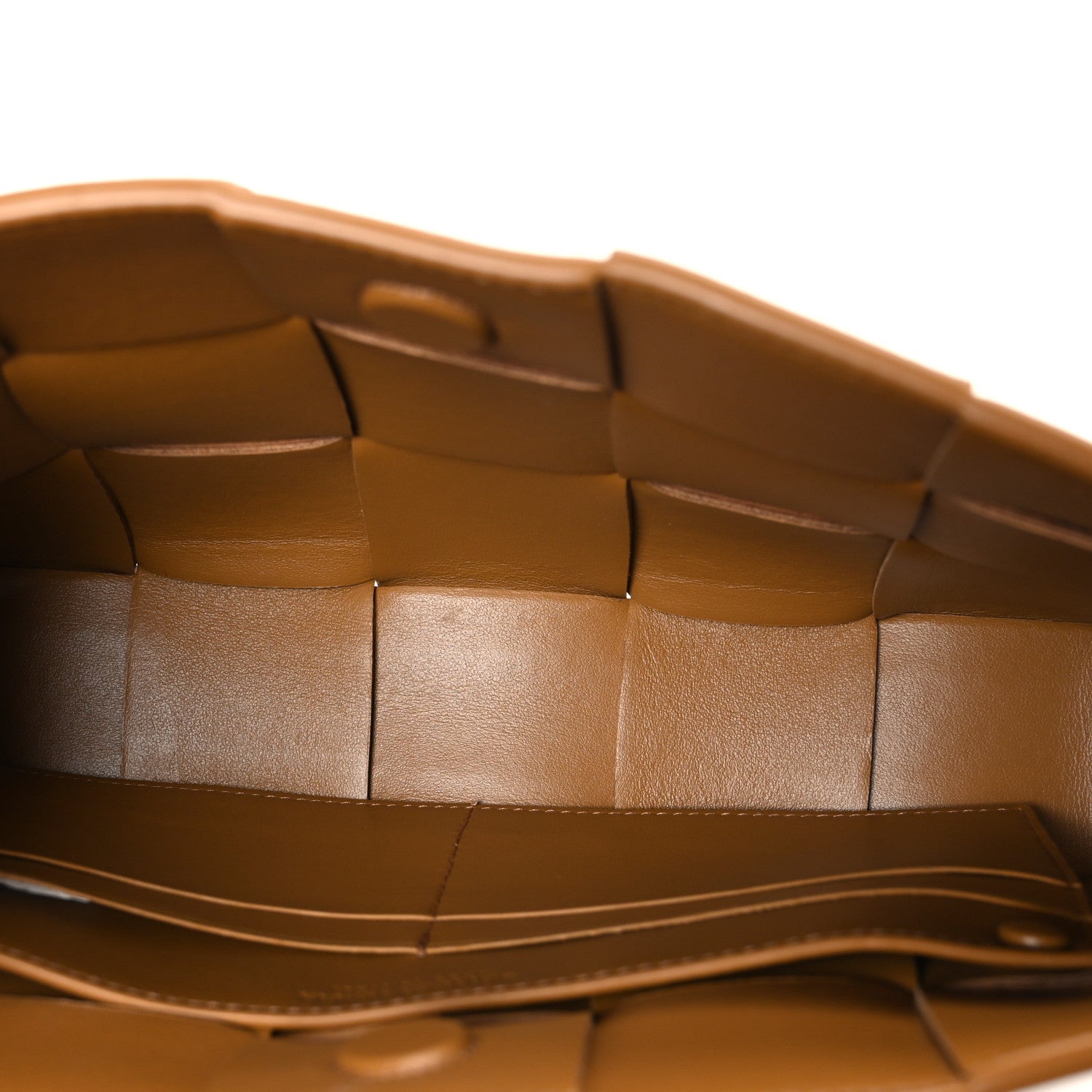 Calfskin Maxi Intrecciato Cassette Pouch On Strap Camel