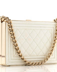 Patent Calfskin Boy Minaudiere White