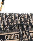 Oblique Embroidered Saddle Bag Blue