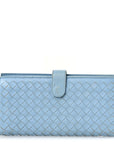 Nappa Intrecciato Continental Flap Wallet Light Blue