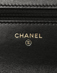 Lambskin Quilted CHNL 19 Wallet On Chain WOC Black