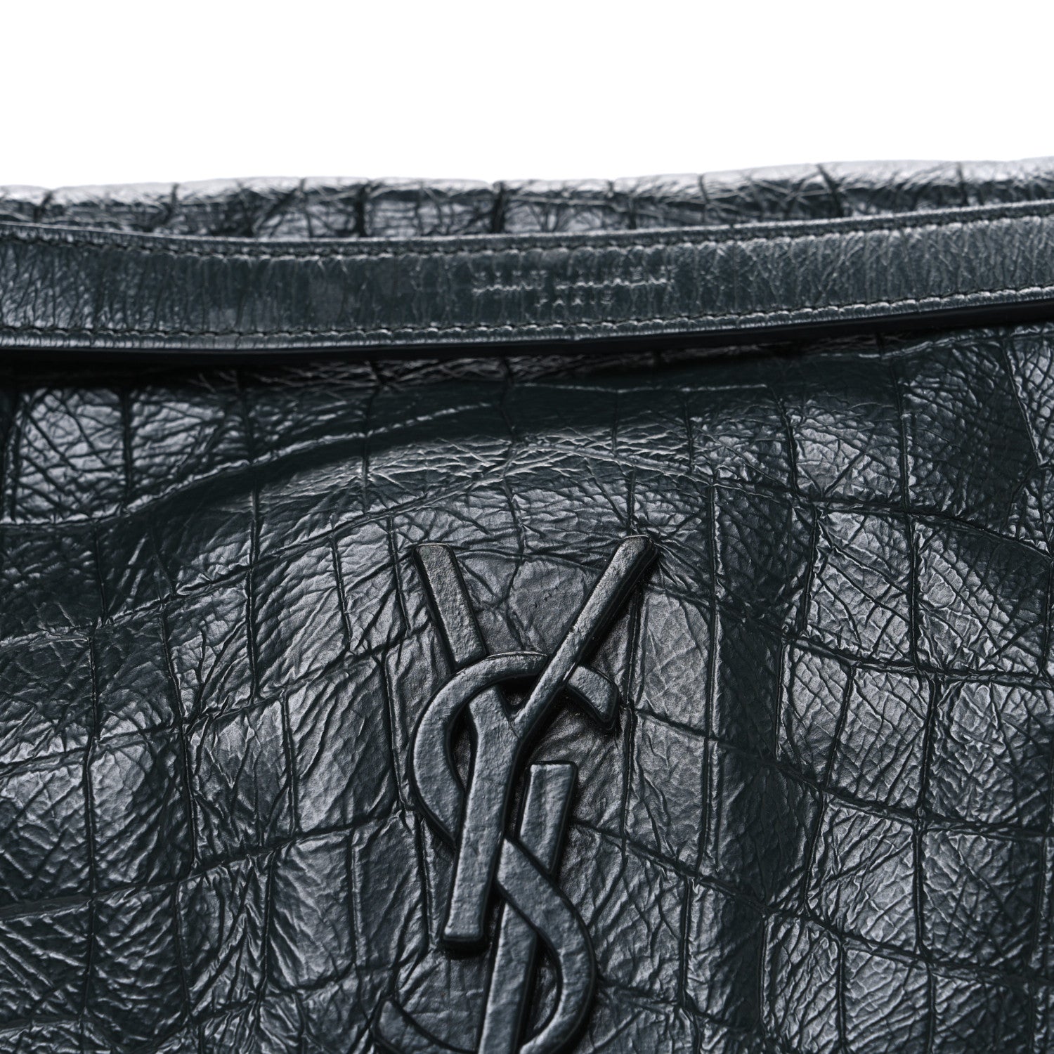 Crocodile Embossed Calfskin Monogram Medium Niki Chain Satchel Algea