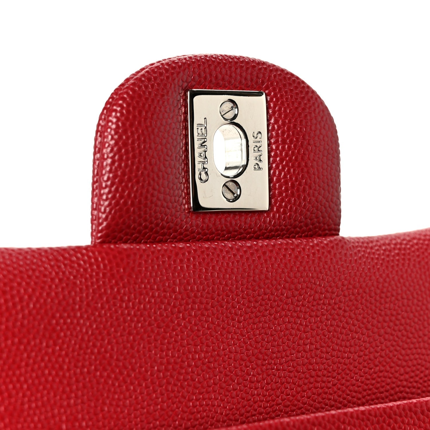 Caviar Quilted Medium Double Flap Red
