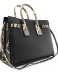 Grained Calfskin Embossed Python Small Sac De Jour Black