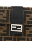Recycled Fabric Jacquard Vitello Grace FF 1974 Baguette Belt Pouch Tobacco Moro Black