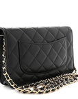 Lambskin Quilted Enamel CC Wallet On Chain WOC Black