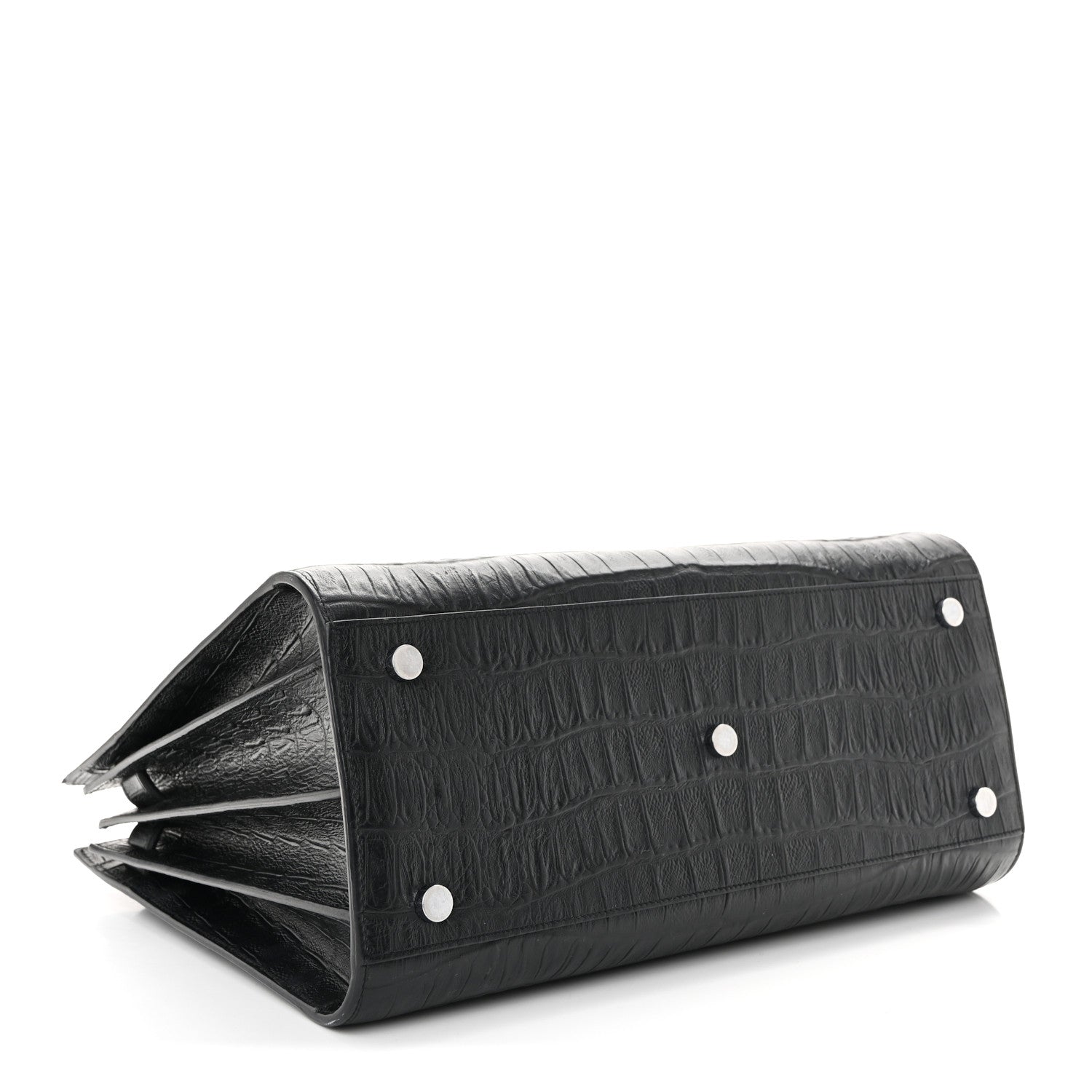 Calfskin Crocodile Embossed Small Sac de Jour Black