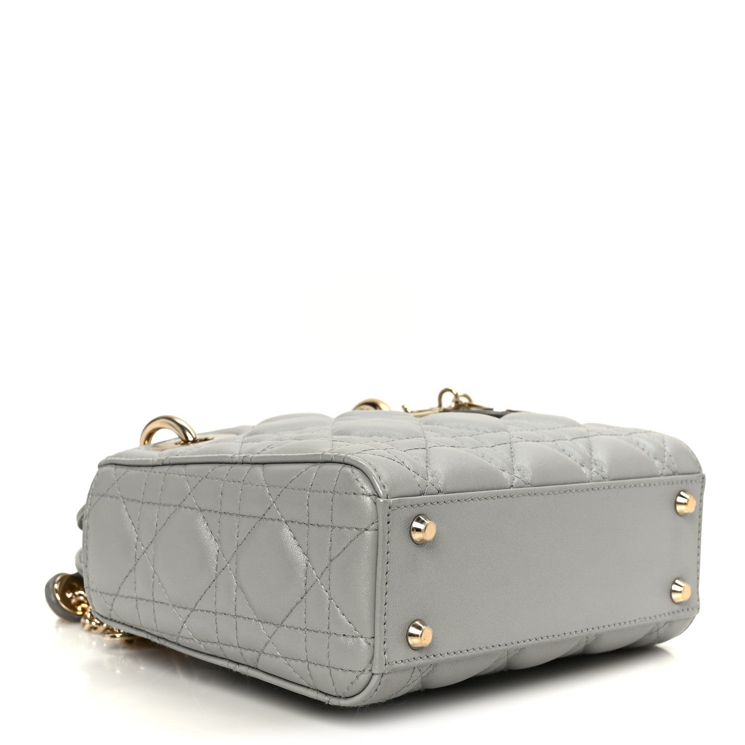Lambskin Cannage Mini Lady D1OR Gray Opaline
