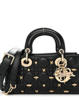 Lambskin Cannage Butterfly Studs Small Lady D-Joy Black