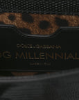 Lizard Embossed Crystal Embellished DG Millennials Mini Crossbody Bag Black