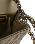 Metallic Crumpled Calfskin Chevron Quilted Mini Square Flap Gold