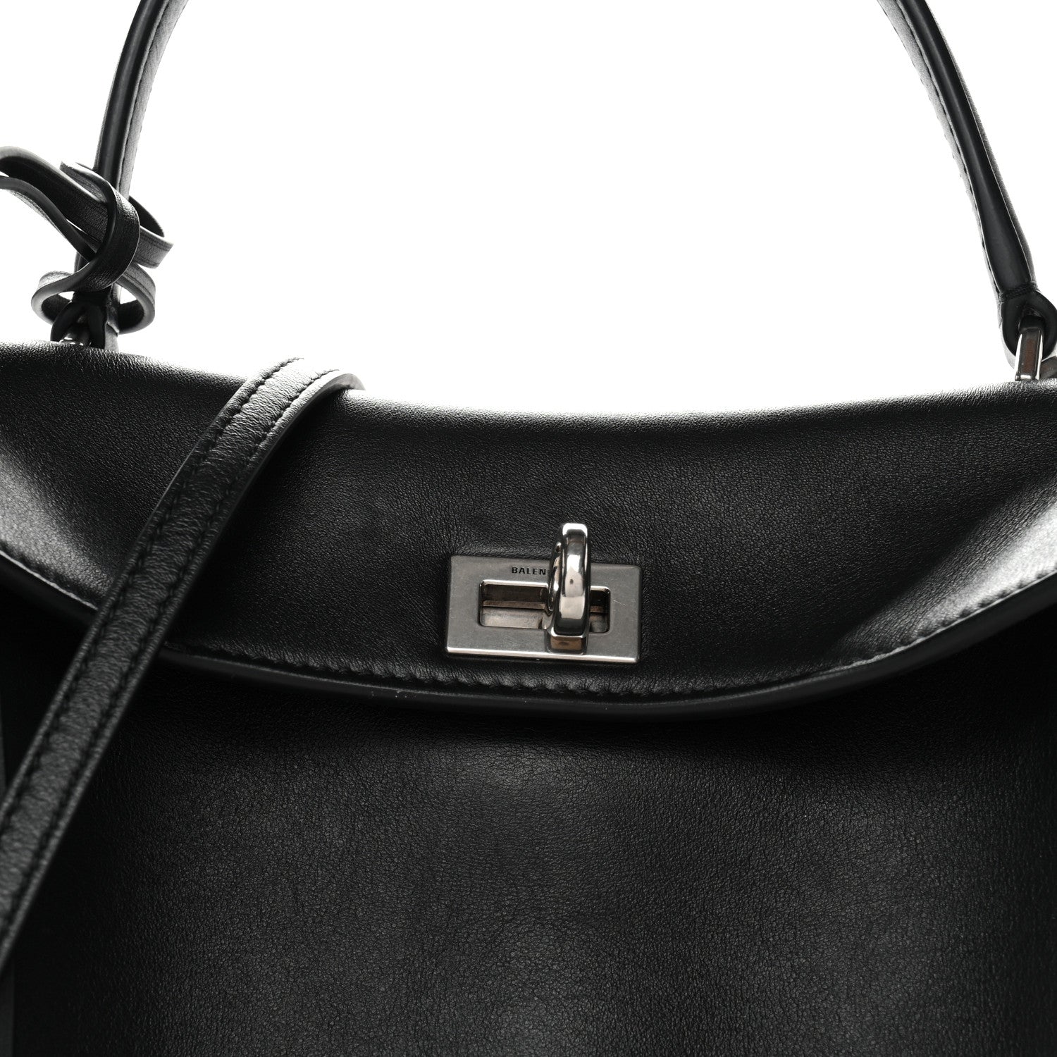 Natural Smooth Calfskin Mini Rodeo Top Handle Handbag Black