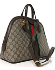 GG Supreme Monogram Web Medium Ophidia Top Handle Dome Bag Brown