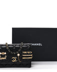 Lambskin Quilted Coco Clips Mini Wallet On Chain WOC Black
