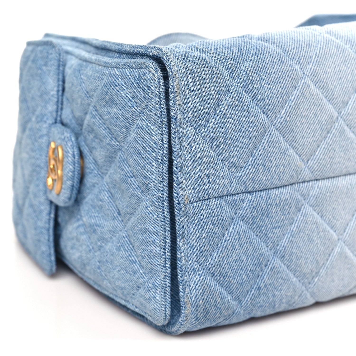 Washed Denim Quilted Small CHNL 25 Handbag Blue