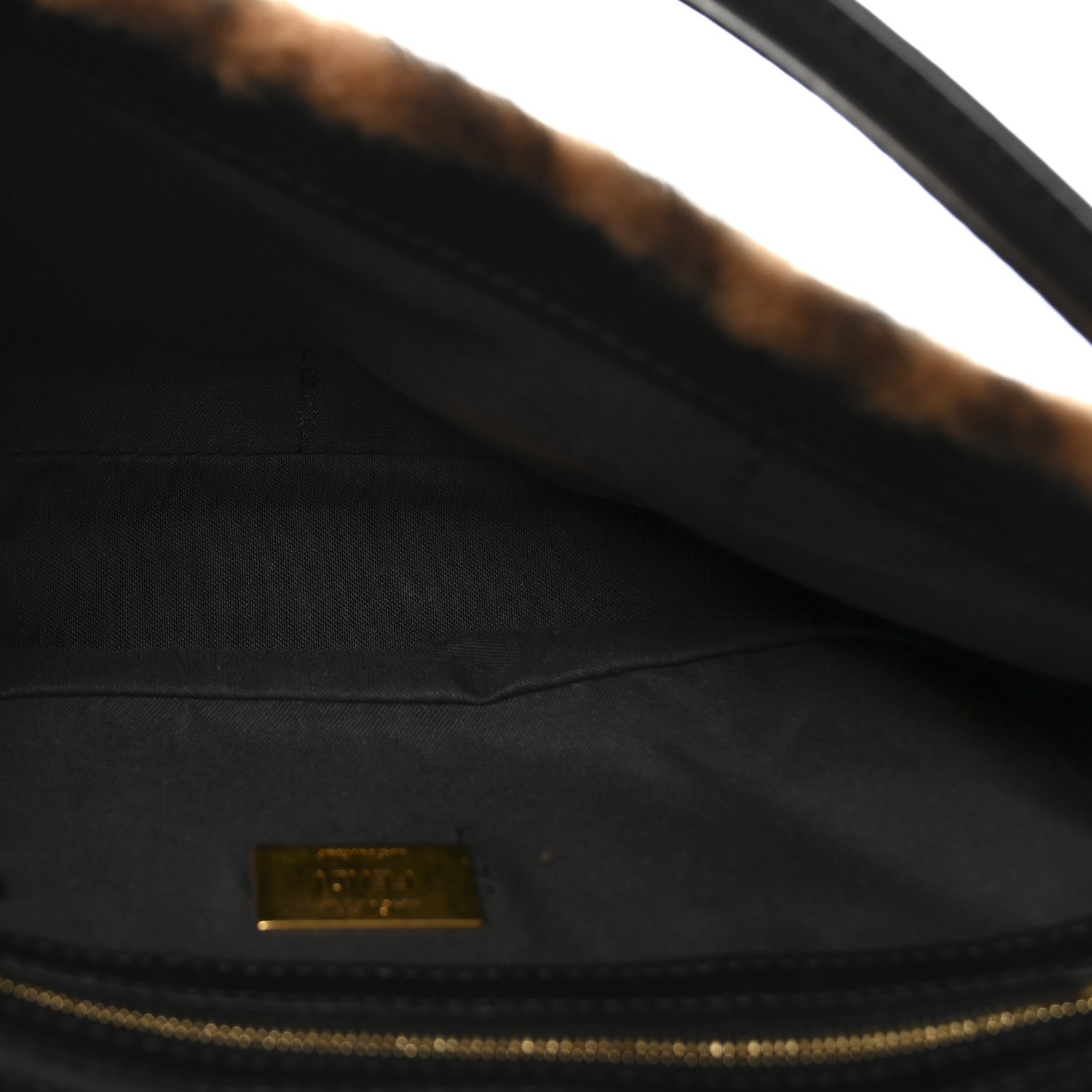 Shearling Vitello Dolce Macro FF 1974 Baguette Tobacco Black