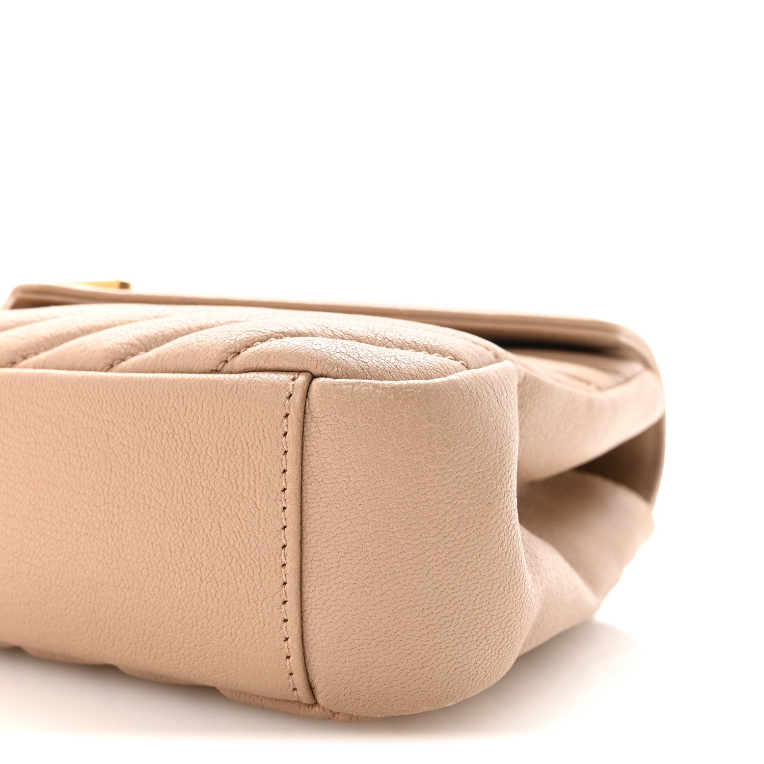Sheepskin Matelasse Chevron Monogram Medium College Bag Dark Beige