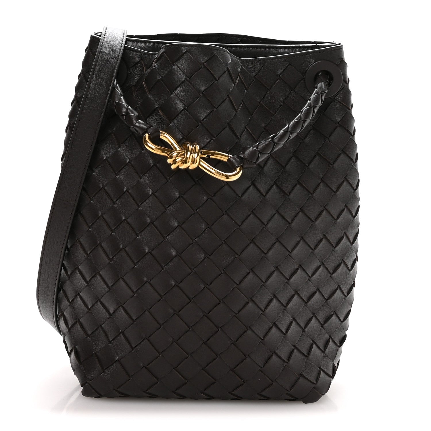 Nappa Intrecciato Small Andiamo Bucket Bag Fondant