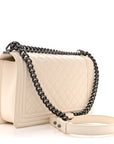 Calfskin Quilted New Medium Boy Flap White