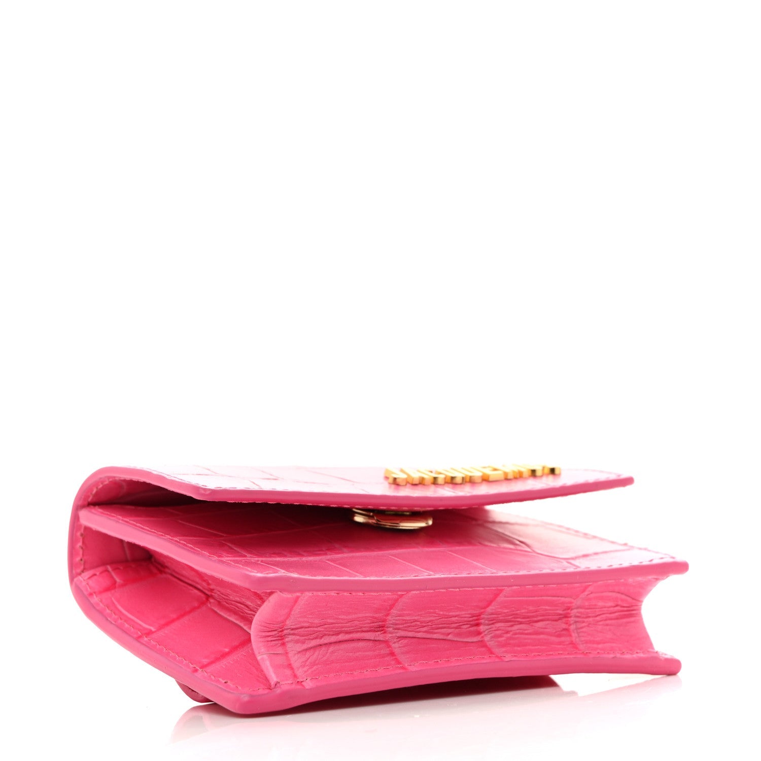 Calfskin Crocodile Embossed La Ceinture Bello Double Tour Belt Bag Pink