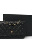 Caviar Quilted Wallet on Chain WOC Black