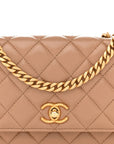 Calfskin Quilted Perfect Fit Wallet On Chain WOC Beige