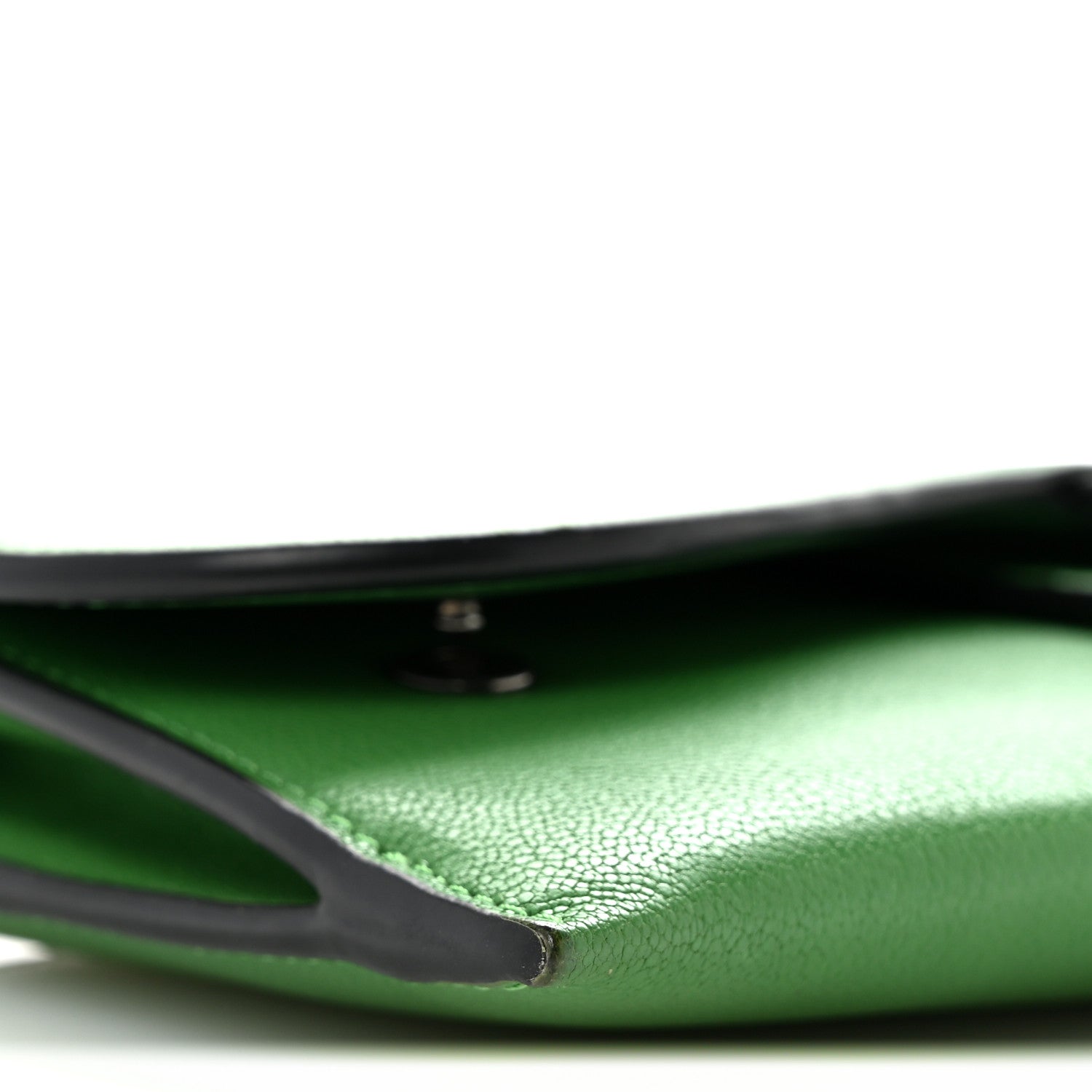 Goatskin Saddle Chain Wallet Pouch Bright Green