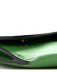 Goatskin Saddle Chain Wallet Pouch Bright Green