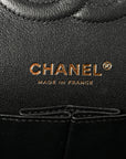 Lambskin Chevron Quilted Medium Double Flap Black