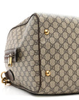 GG Supreme Monogram Textured Dollar Calfskin Web Medium Ophidia Carry-On Duffle Bag Beige Ebony New Acero