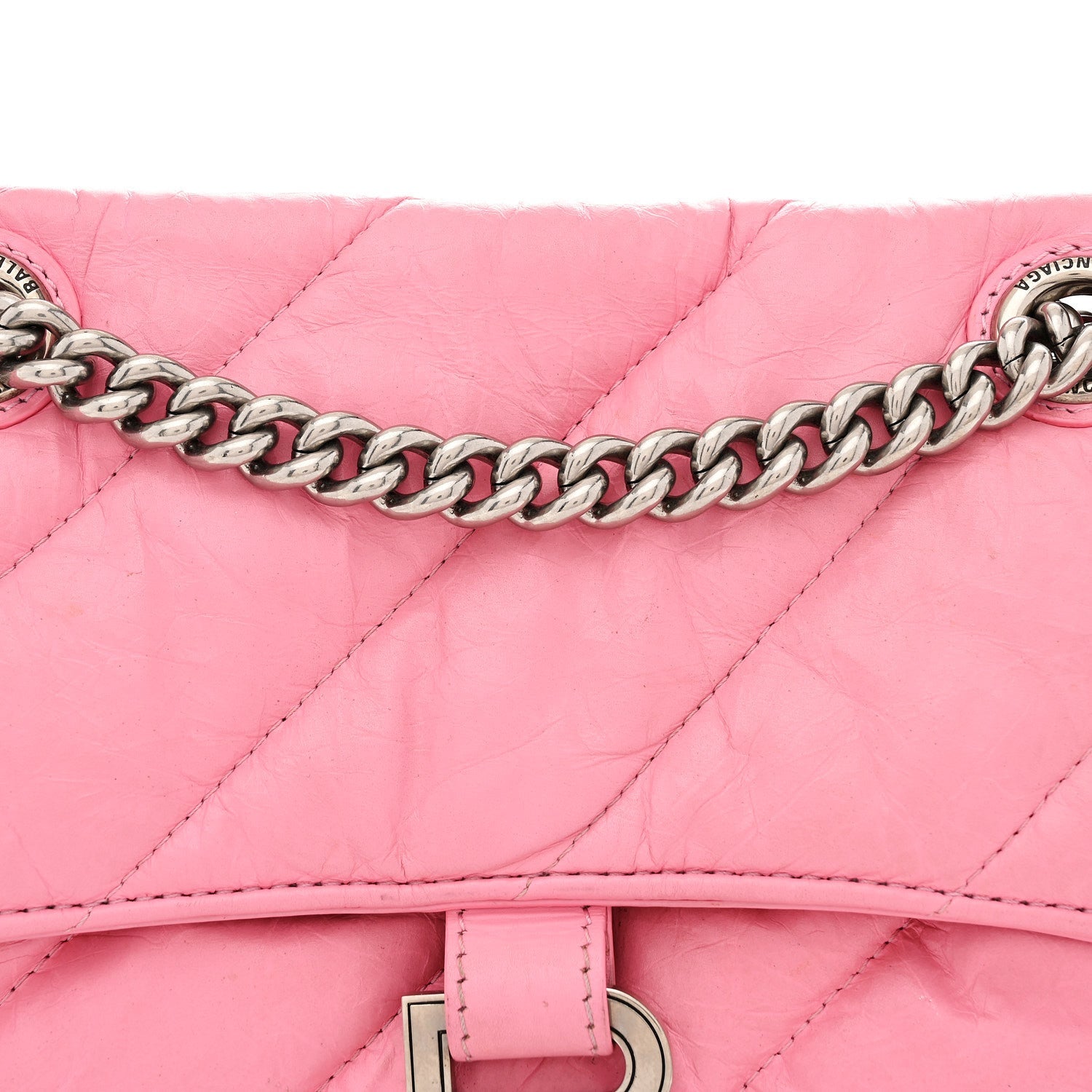 Crushed Calfskin Quilted Small Crush Chain Bag Sweet Pink