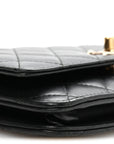 Lambskin Quilted Trendy CC Wallet On Chain WOC Black