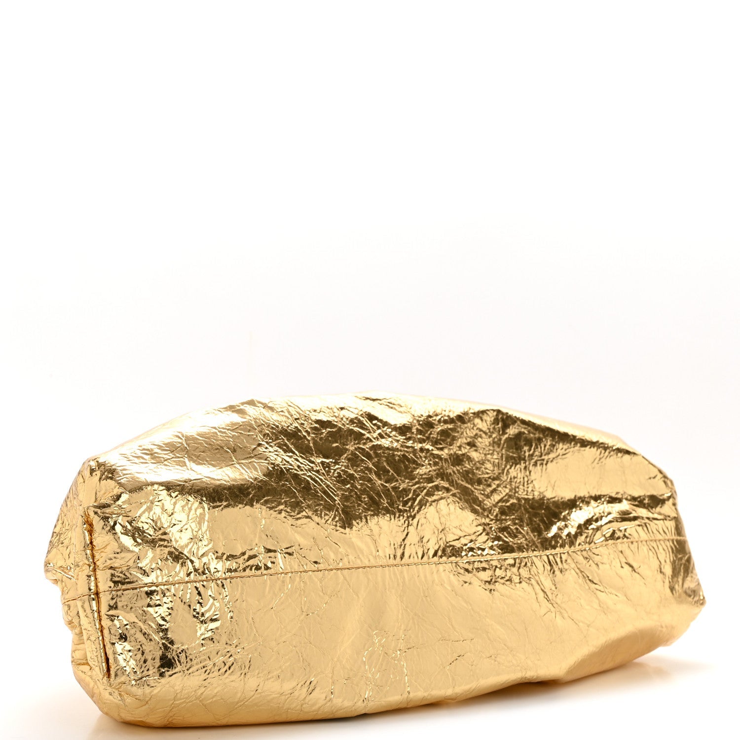 Metallic Crinkled Lambskin The Pouch Oversized Clutch Oro