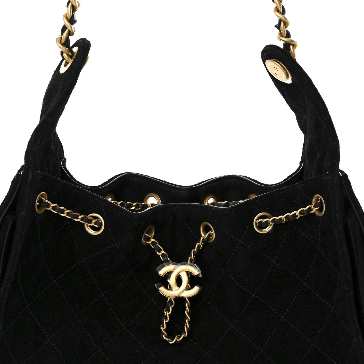 Suede Quilted Small CHNL 25 Handbag Black