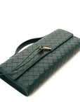 Nappa Intrecciato Long Andiamo Top Handle Clutch Emerald Green