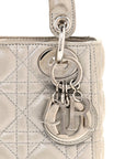 Metallic Lambskin Cannage Mini Lady D1OR Silver